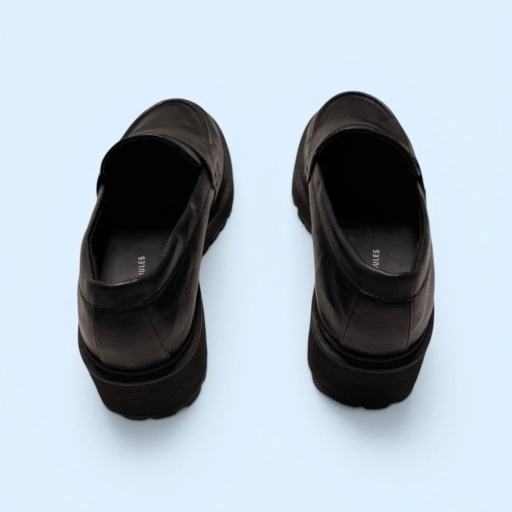 Sincerely Jules Rocker Lug Sole Penny Loafer Black 8.5 Dark Academia Chunky Chic - Picture 5 of 7